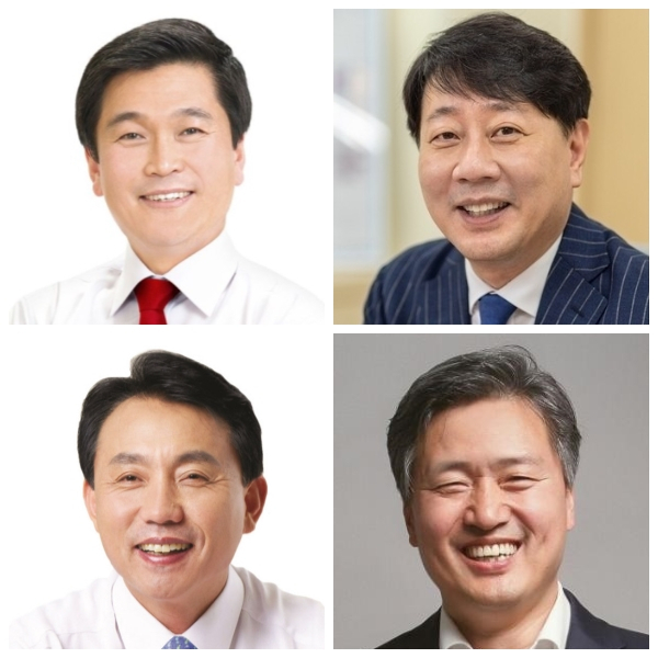 박종효 인천 남동구청장 당선인, 차준택 인천 부평구청장 당선인, 강범석 인천 서구청장 당선인, 윤환 인천 계양구청장 당선인〈사진 위 시계방향〉
