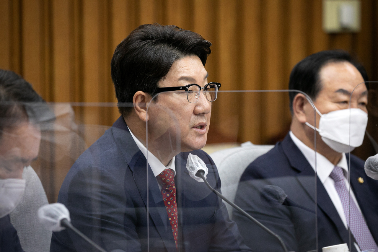 권성동 국민의힘 원내대표가 10일 오전 서울 여의도 국회에서 열린 원내대책회의에서 발언하고 있다. [연합]