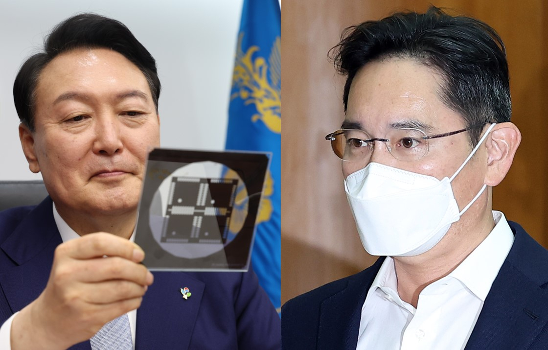 윤석열 대통령(왼쪽)과 이재용 삼성전자 부회장. [연합]