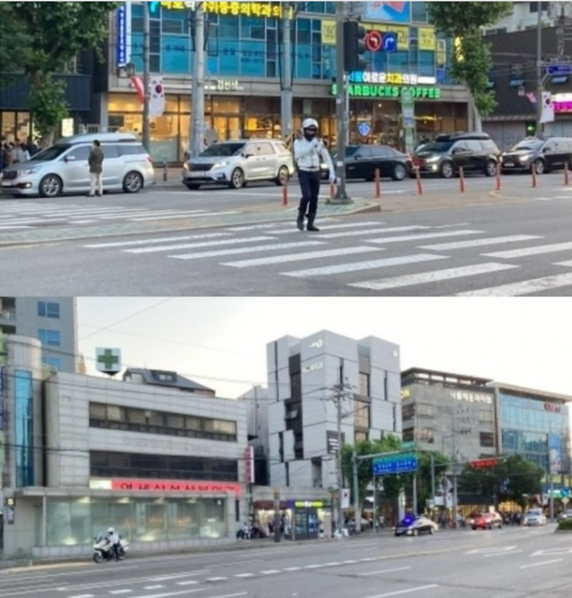 윤 대통령 부부가 방문한 11일 온라인 커뮤니티에 올라온 성북동 빵집 앞 거리 모습. [온라인 커뮤니티 캡처]