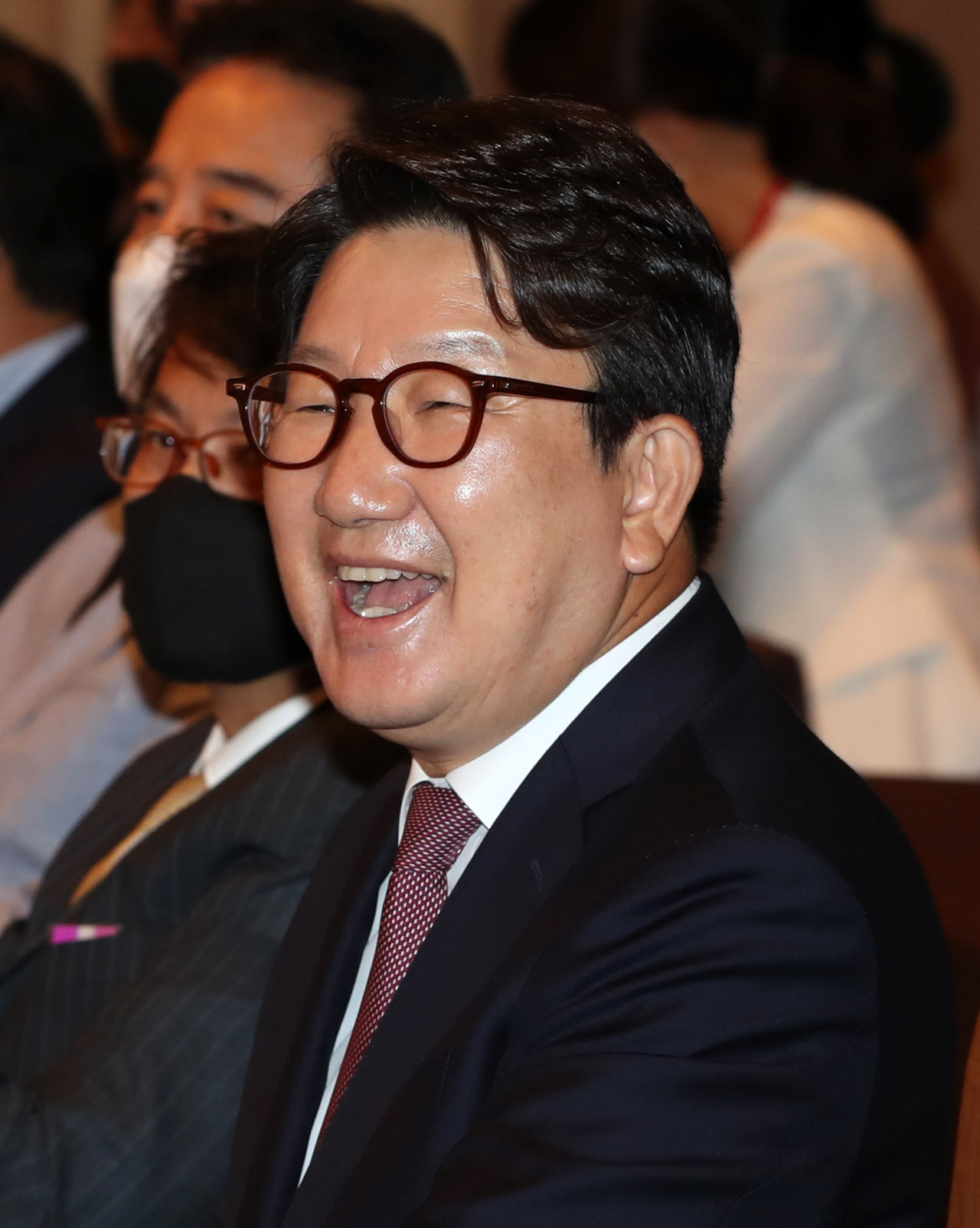 국민의힘 권성동 원내대표가 22일 인천 송도센트럴파크 호텔에서 열린 '제9대 국민의힘 인천광역시당 지방선거 당선인 워크숍'에 참석해 있다. [연합]