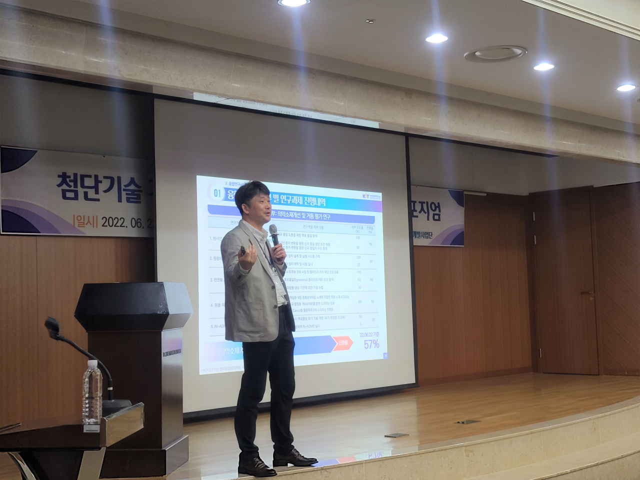 22일 열린 반려동물 신약개발 플랫폼 구축 심포지엄 발표모습.[KIT 제공]