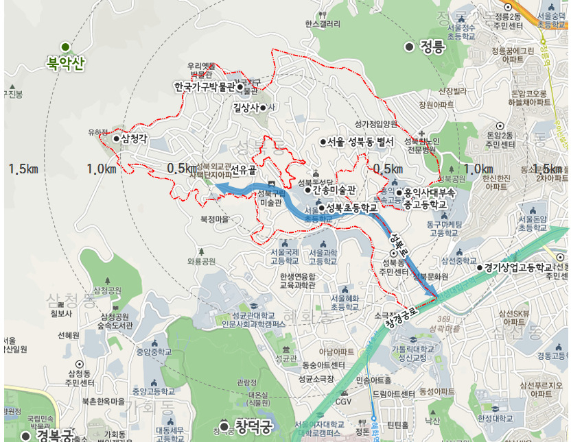 성북동 역사문화지구 위치도 [서울시 제공]