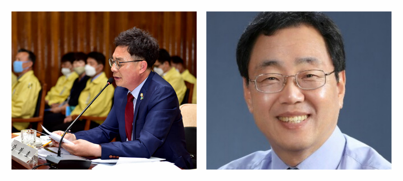 강정호 도의원(왼쪽 당시 속초시의원)과 김철수 속초시장(오른쪽)
