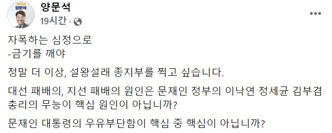 양문석 전 더불어민주당 통영·고성 지역위원장 페이스북 일부 캡처