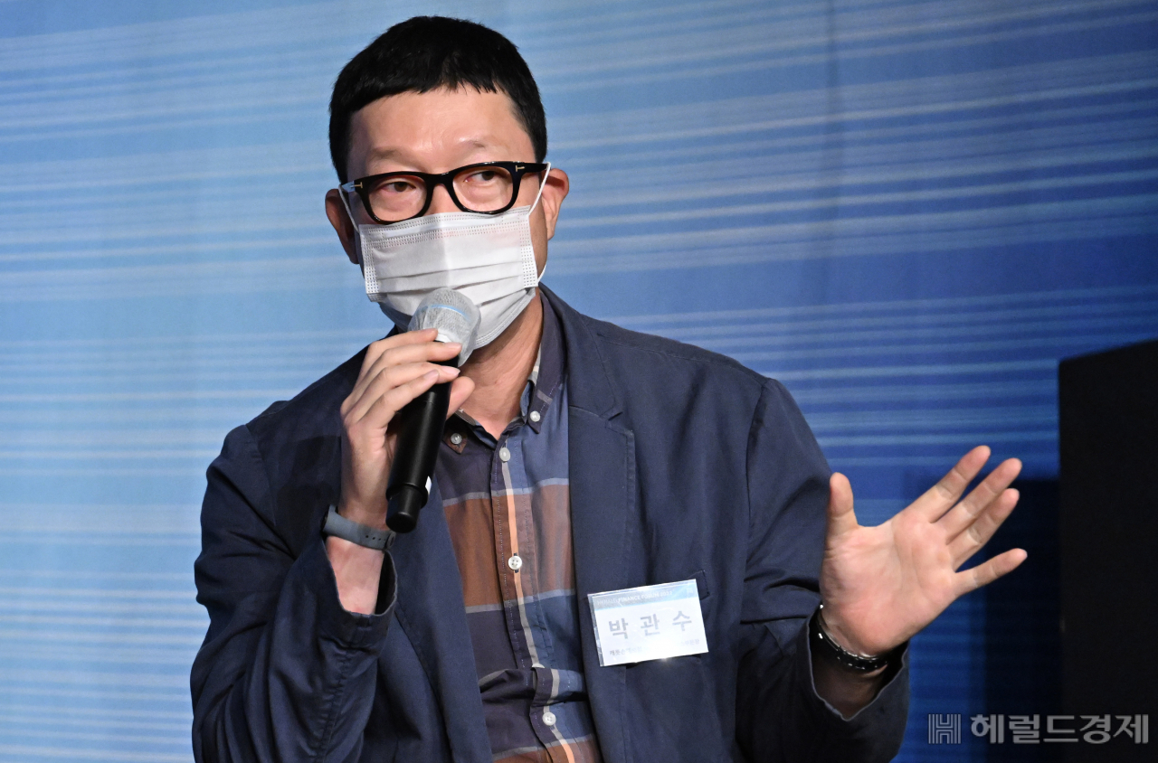 23일 서울 중구 소공동 더 플라자호텔에서 열린 '헤럴드 금융포럼 2022'에서 박관수 캐롯손해보험 뉴비즈 서비스부문장이 참석해 발언하고 있다. 임세준 기자