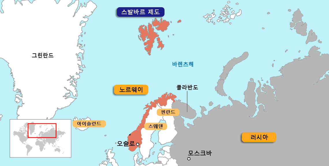 스발바르 제도 인근 북극해 지도. [GIS 자료]