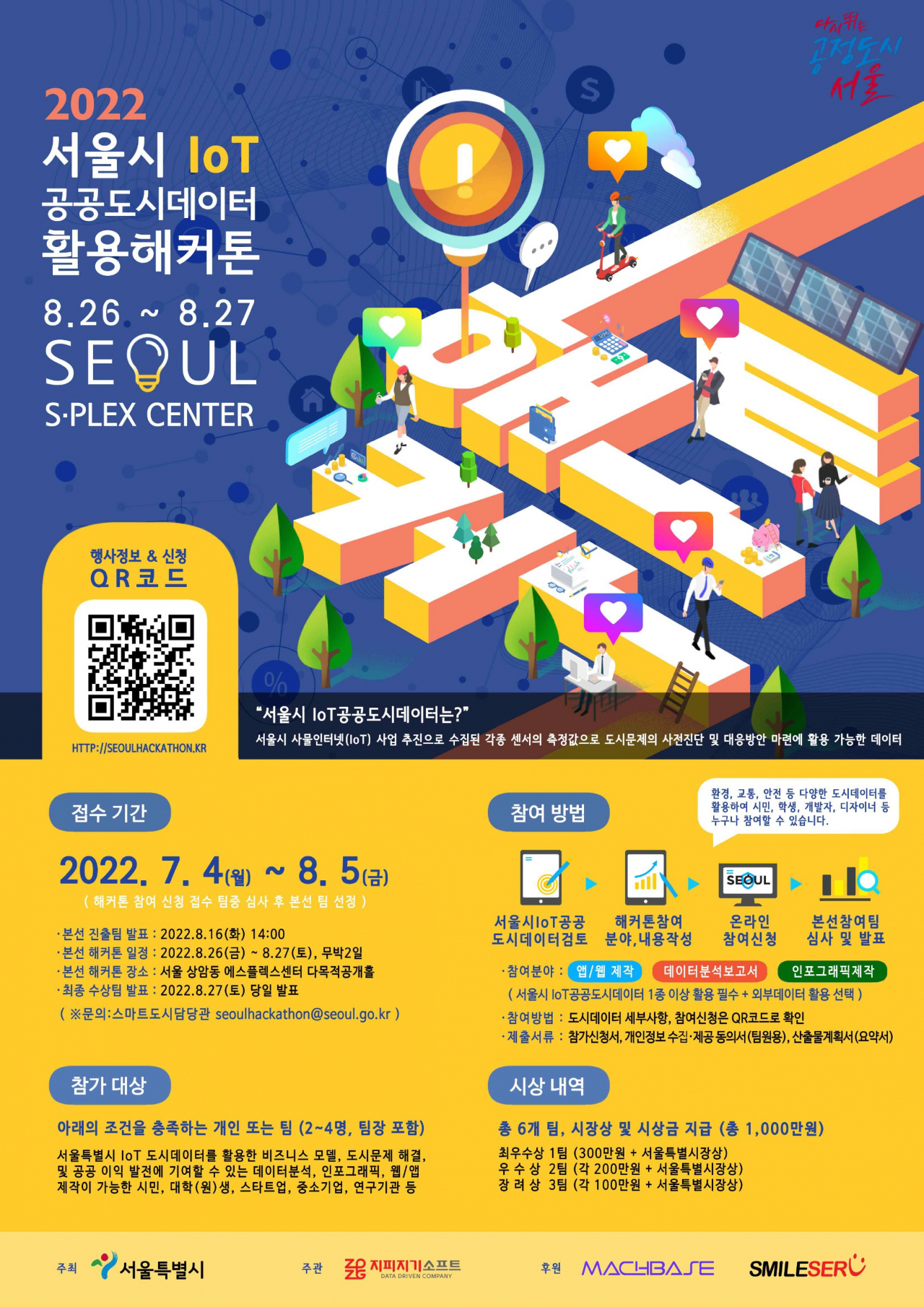 8월 26일 무박 2일로 열리는 2022 서울시 도시데이터 활용 해커톤 포스터.