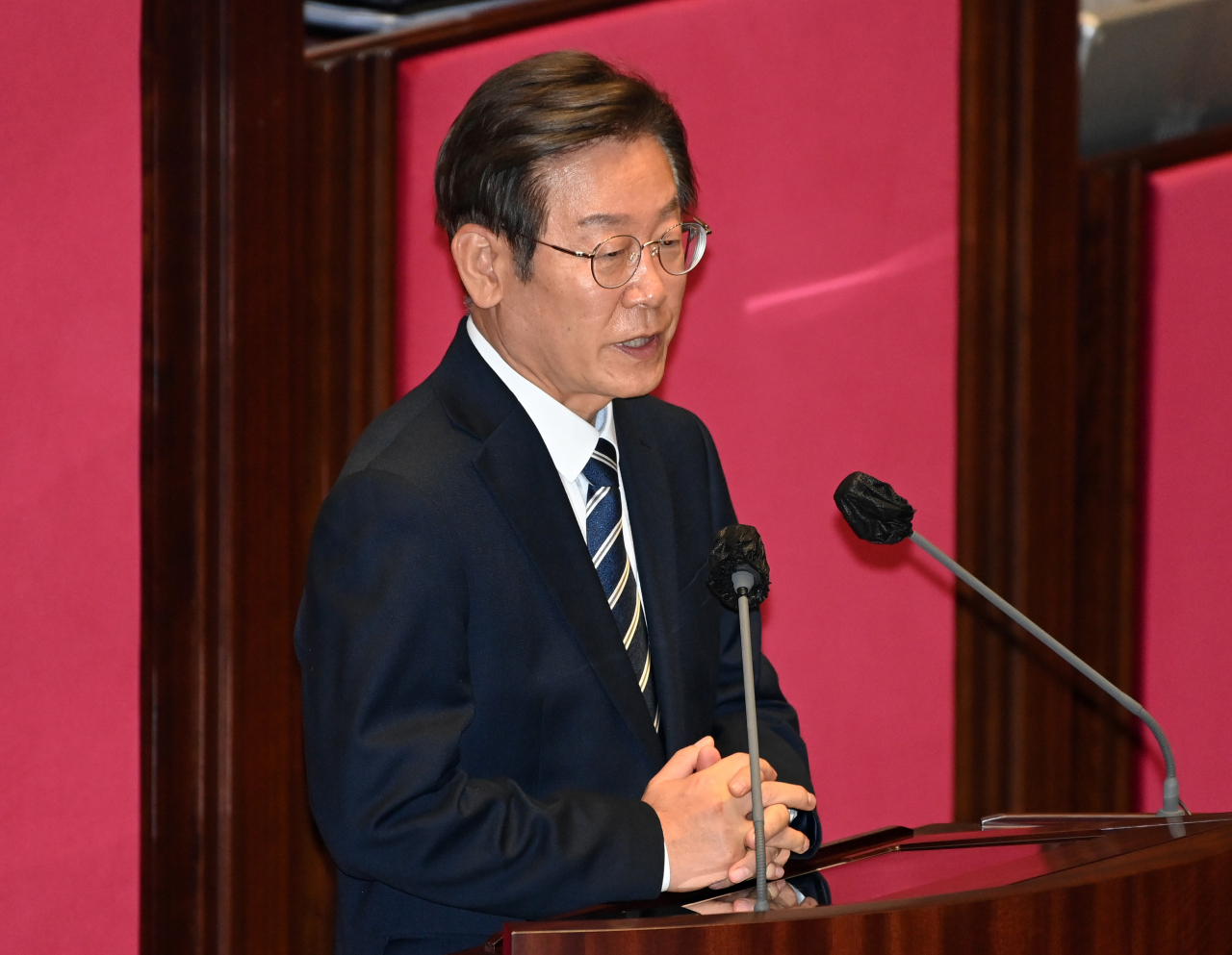 더불어민주당 이재명 의원이 4일 오후 서울 여의도 국회에서 열린 제398회 국회(임시회) 제1차 본회의에서 인사말을 하고 있다. [연합]