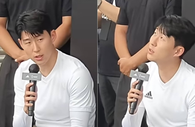 흥민(토트넘)이 지난 4일 서울 마포구 아디다스 브랜드센터에서 열린 '손커밍데이' 행사 팬미팅에 참석해 독일서 겪었던 인종차별 경험을 털어놨다. [유튜브 캡처]