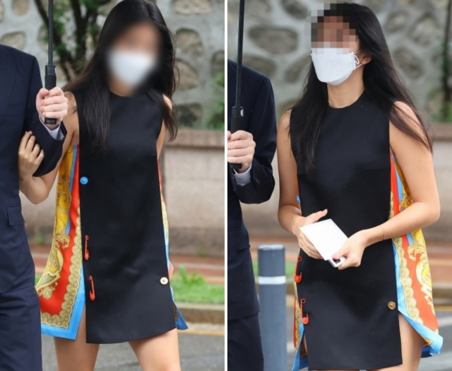 이재용 삼성전자 부회장과 딸이 지난달 27일 정의선 현대차그룹 회장 장녀 진희씨 결혼식이 열리는 서울 중구 정동교회로 함께 들어가고 있는 모습. [연합]