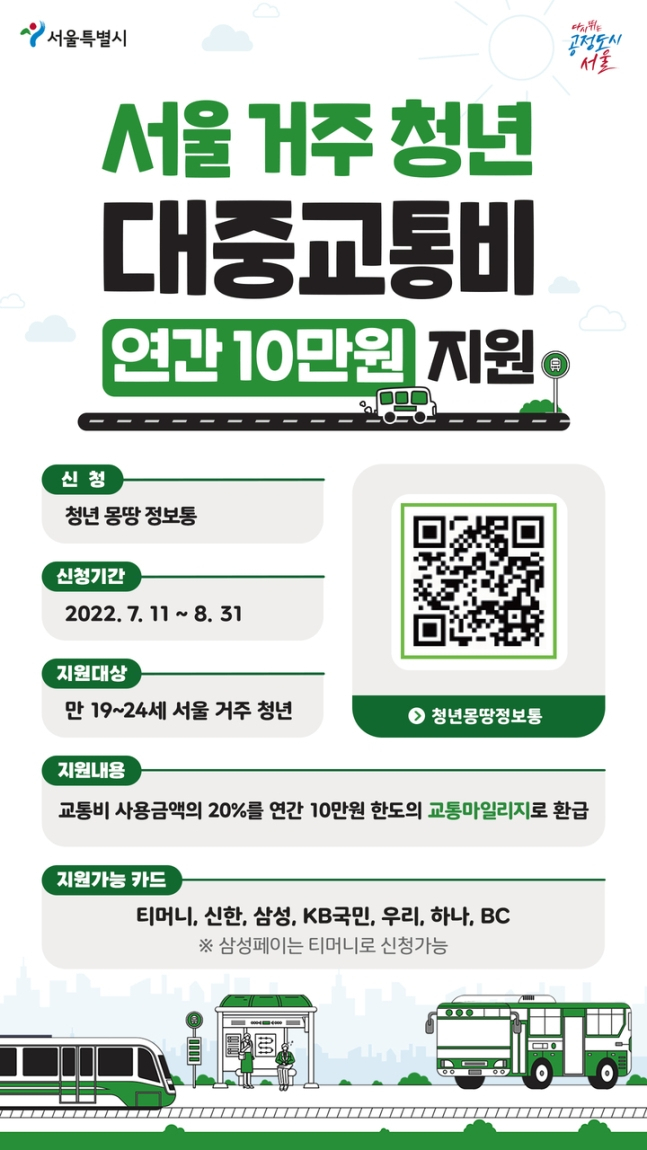 서울 거주 청년 교통비 지원 홍보 포스터. [서울시 제공]