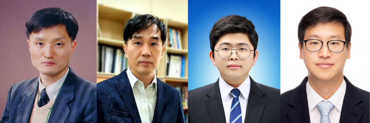 왼쪽부터 강진규, 김대환 책임연구원, 김승현 연구원, 김세윤 경남대 교수.[DGIST 제공]