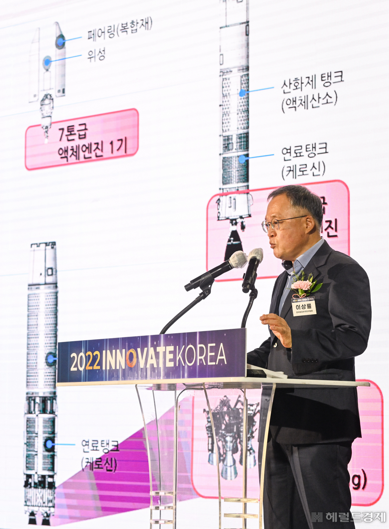 13일 고려대학교 세종캠퍼스에서 열린 '이노베이트코리아2022'에서 이상률 한국항공우주연구원장이 '누리호 성공, 우주패권시대 본격화'라는 주제로 특별세션을 진행하고 있다. 세종=박해묵 기자