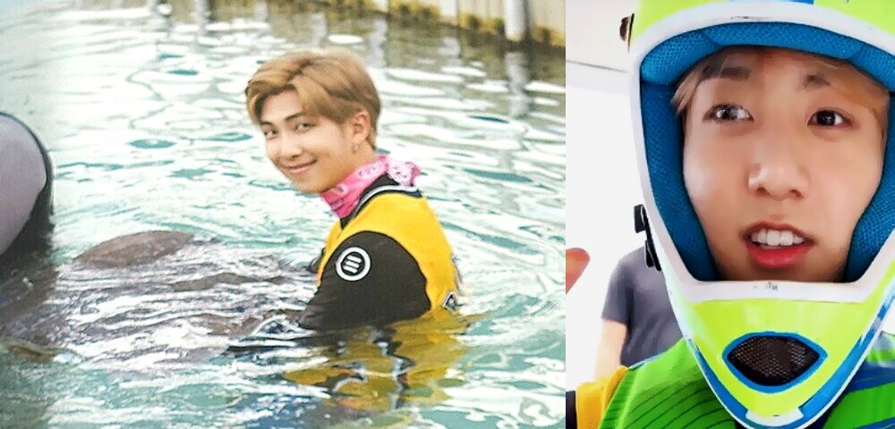 가오리와의 접촉 교감을 하고 있는 BTS 리더 남준. 제토베이터 복장으로 무장한 정국