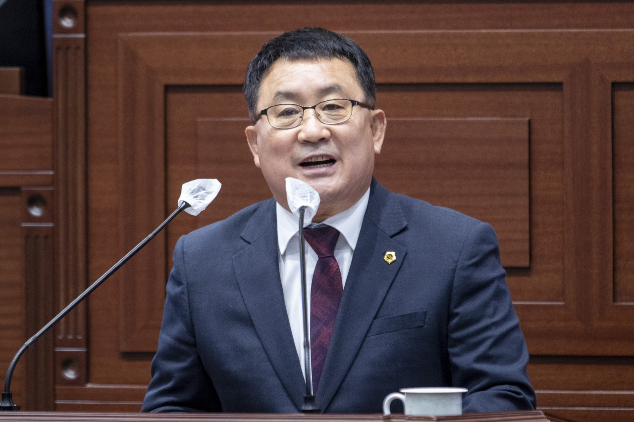임병하 경북도의원이 5분 자유 발언을 하고있다.[경북도의회 제공]