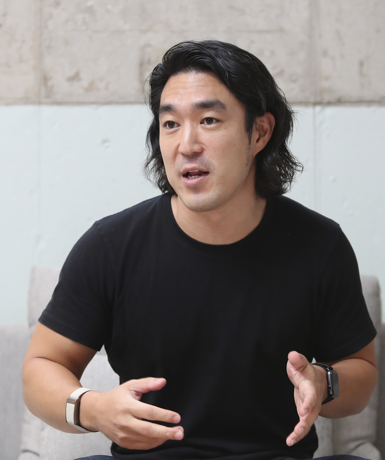 류로빈 아틀라스랩스 대표가 지난 20일 열린 기자간담회에서 자사 대화 분석 솔루션 '센트로이드'에 대해 소개 중이다. [아틀라스랩스 제공]