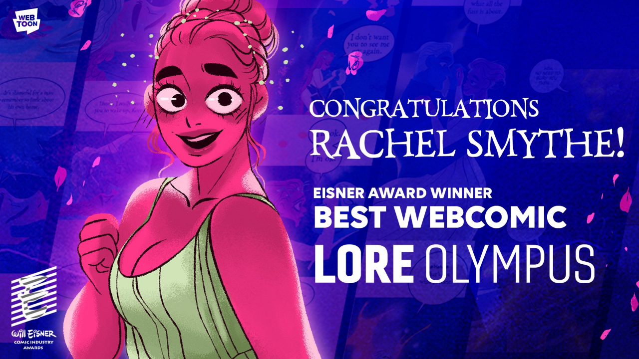 네이버웹툰의 오리지널 콘텐츠 ‘로어 올림푸스(Lore Olympus)’가 ‘만화계의 아카데미상’으로 불리는 아이즈너상을 받았다. [‘웹툰’ 트위터]