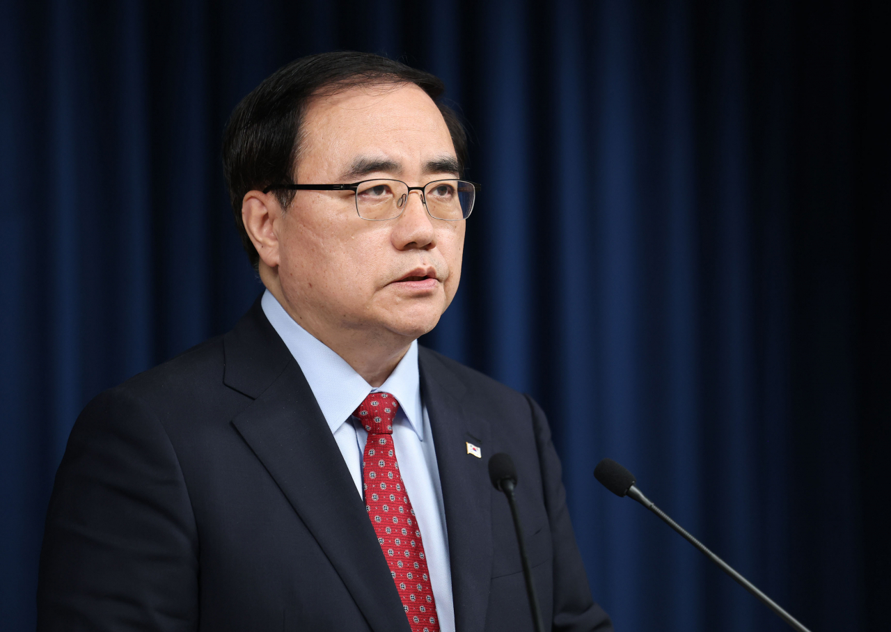 김성한 국가안보실장이 25일 오후 서울 용산 대통령실 청사 브리핑룸에서 조코 위도도(조코위) 인도네시아 대통령의 방한 등과 관련해 브리핑하고 있다. [연합]