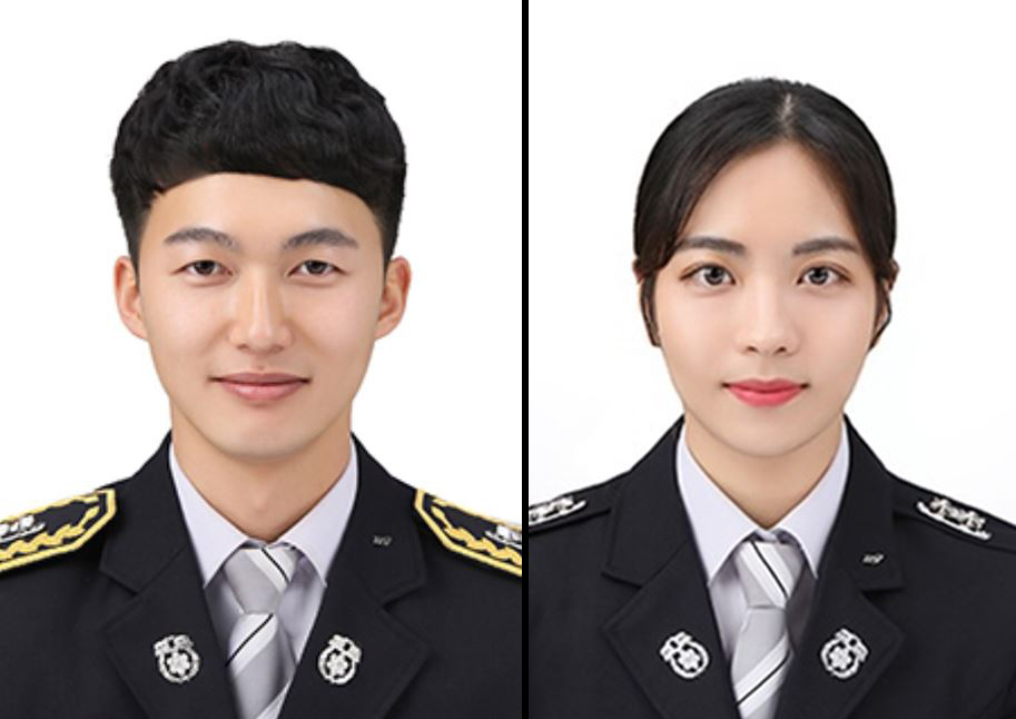 LG복지재단이 바다에 빠진 사람을 구한 소방관 부부 강태우(충남 119특수대응단 119항공대), 김지민(충남 당진소방서 기지시 119안전센터) 소방교에게 'LG의인상'을 수여했다고 27일 밝혔다. 사진은 강태우 소방교(왼쪽), 김지민 소방교. [연합]