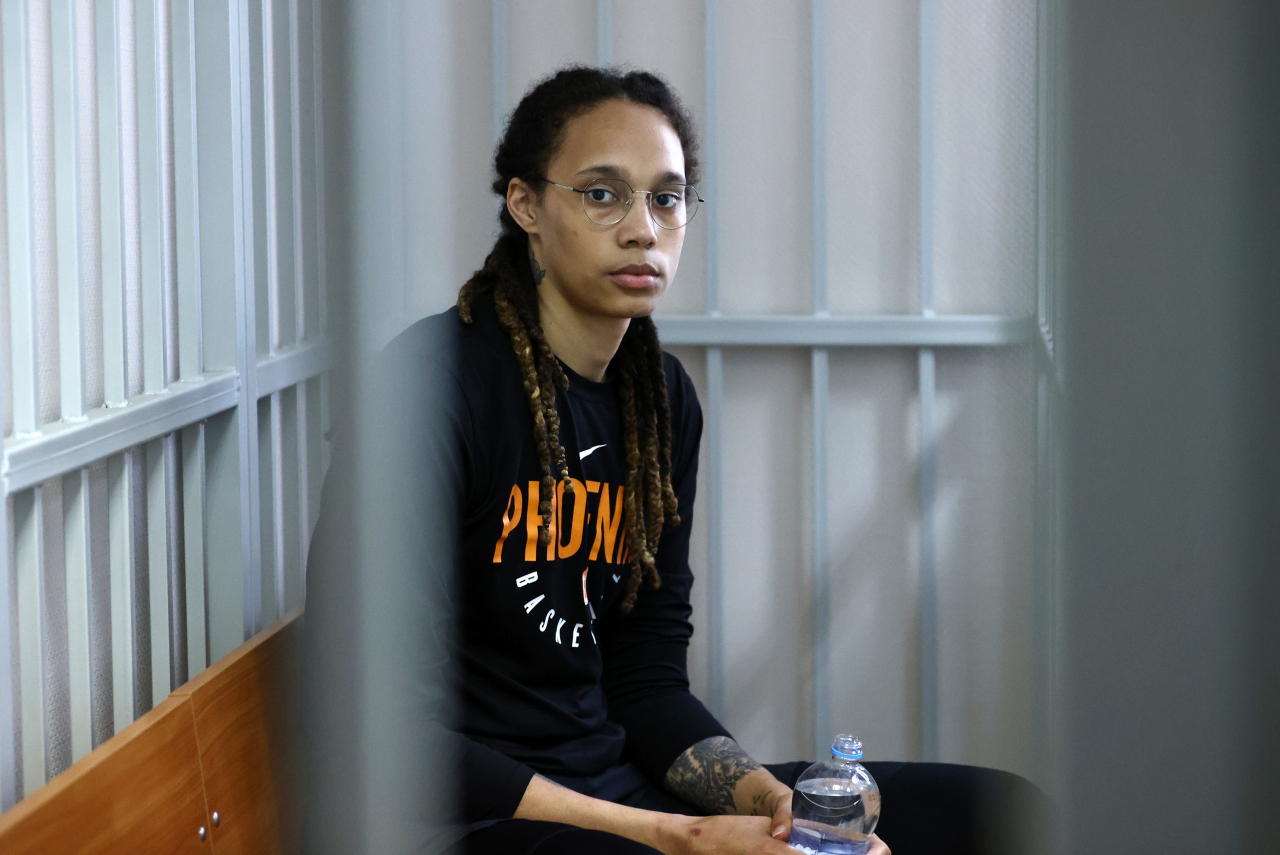 러시아에 억류된 미국 여자프로농구(WNBA) 스타 브리트니 그라이너의 모습. [타스]