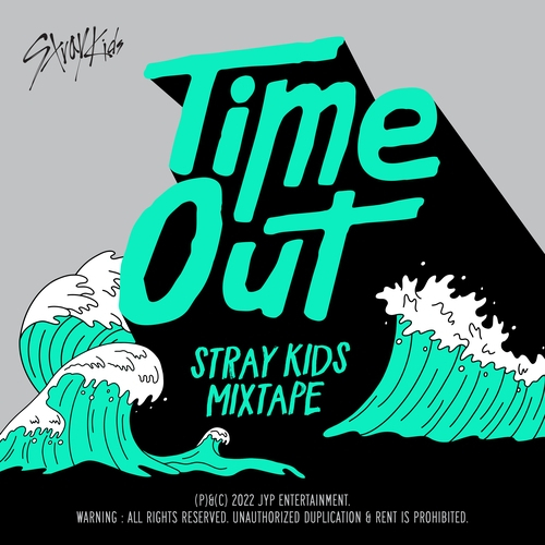 This photo provided by JYP Entertainment is a promotional poster for Stray Kids' latest digital single titled "Mixtape: Time Out." (JYP Entertainment)