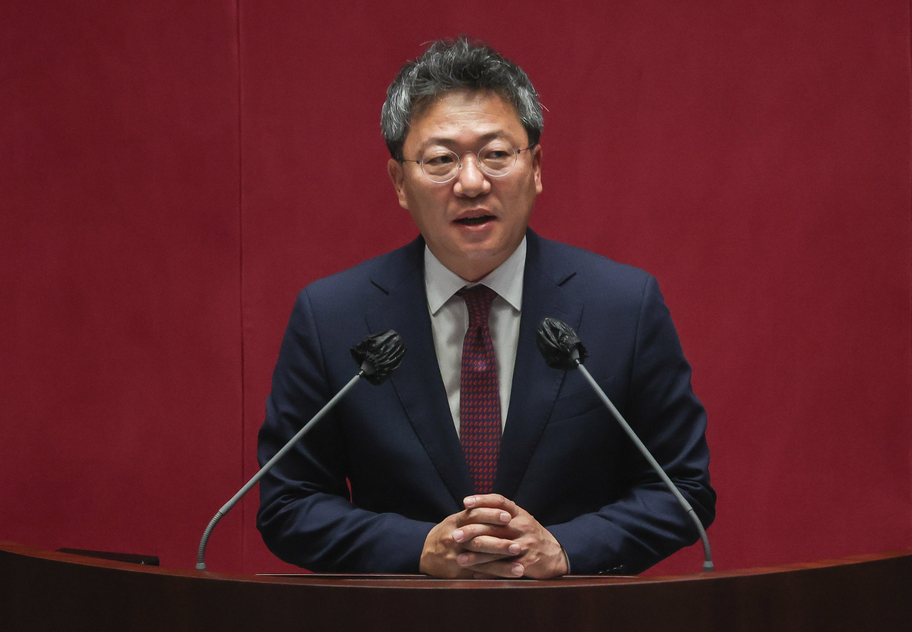 국민의힘 박정하 의원이 4일 오후 국회에서 열린 제398회 국회(임시회) 제1차 본회의에서 인사말을 하고 있다. 연합뉴스