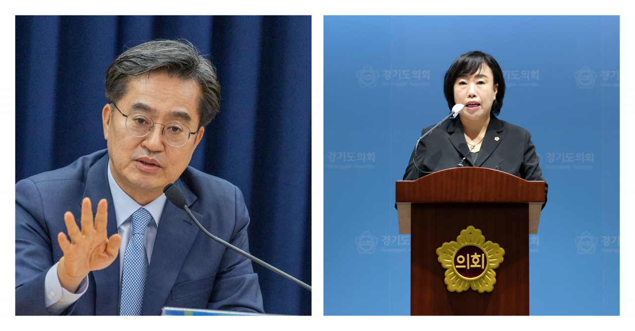 김동연 지사(왼쪽)과 경기도의회 교섭단체 국민의힘 대표의원 곽미숙(오른쪽)