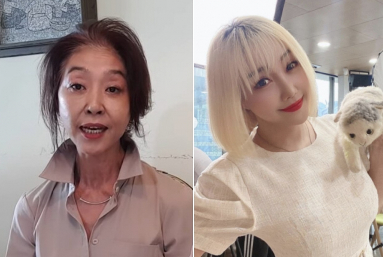 배우 김부선(왼쪽), 김부선에게 막말 비난을 들은 낸시랭(오른쪽)이 3일 SNS 올린 사진. [김부선TV 유튜브·낸시랭 SNS 캡처]