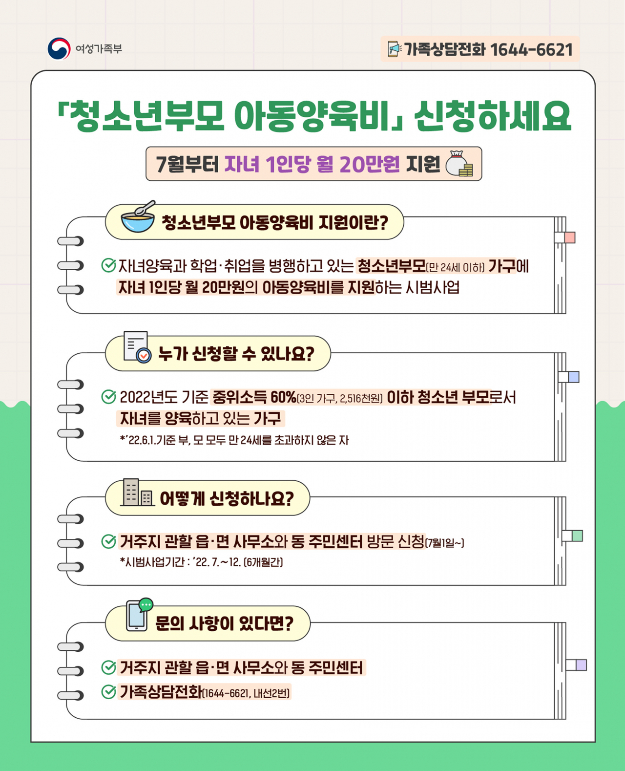 청소년부모 아동양육비 지원. [양천구 제공]