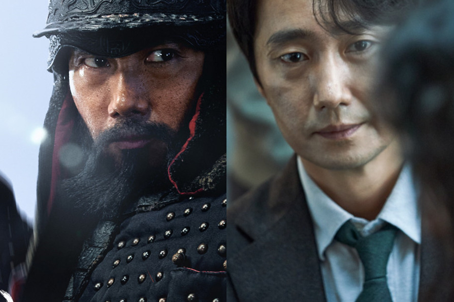 배우 박해일이 영화 ‘한산 : 용의 출현’에서 맡은 이순신 역할(왼쪽). ‘헤어질 결심’에서 맡은 형사 해준(오른쪽). [CJ ENM] [롯데엔터테인먼트]