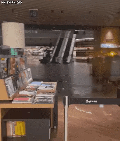 8일 오후 누수가 발생한 삼성동 코엑스 내 '별마당 도서관'.[온라인커뮤니티 캡처]
