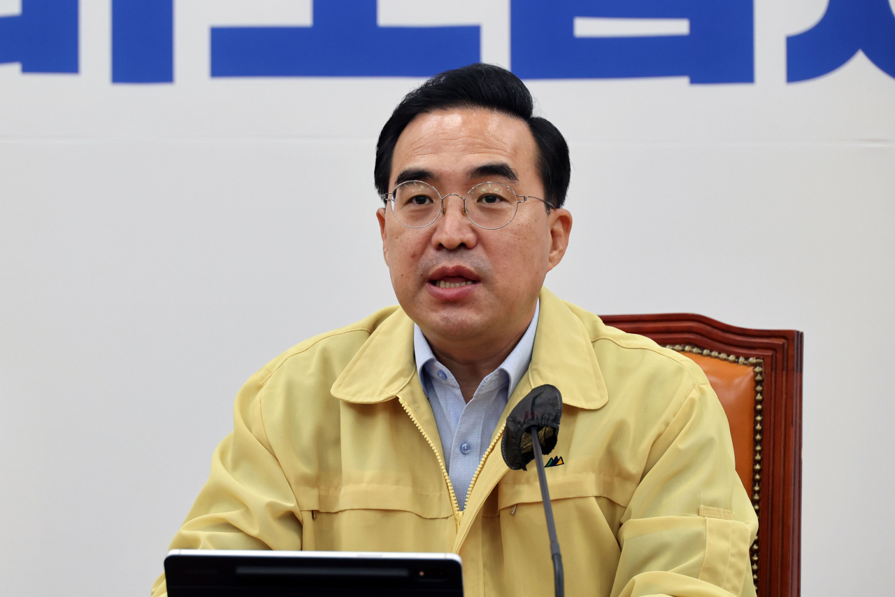 더불어민주당 박홍근 원내대표가 11일 오전 국회에서 열린 정책조정회의에서 발언하고 있다. [사진=이상섭 기자]