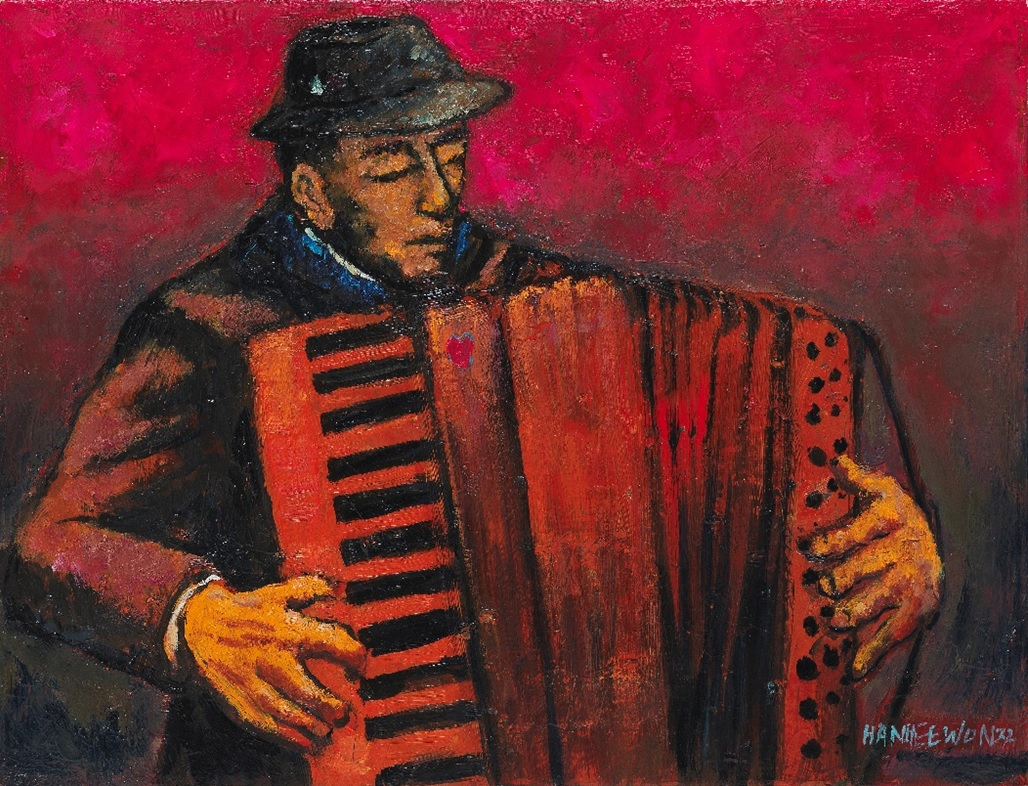 한희원 아코디언 켜는 남자 2022 oil on canvas 51ｘ39