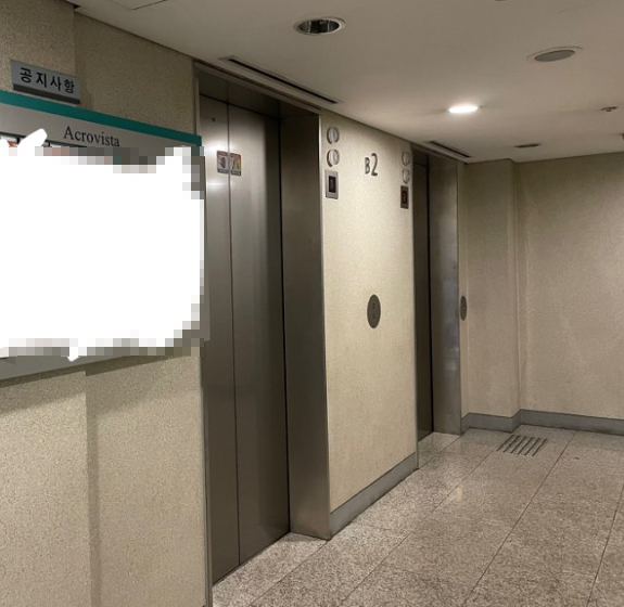 한 인터넷 카페에 실제 서초동 아크로비스타 내부 엘리베이터 모습이라고 올라온 사진. [네이버 ‘부동산 스터디’ 카페 캡처]