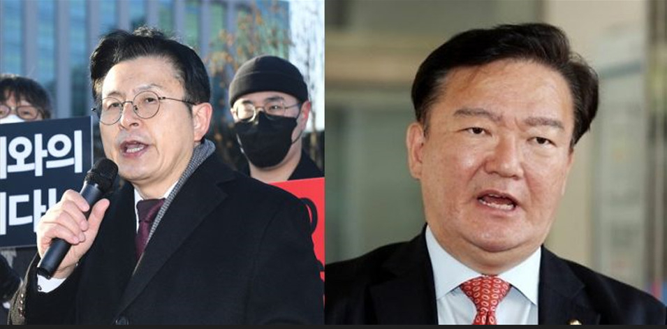 황교안 전 국무총리와 민경욱 전 미래통합당 의원 [연합]