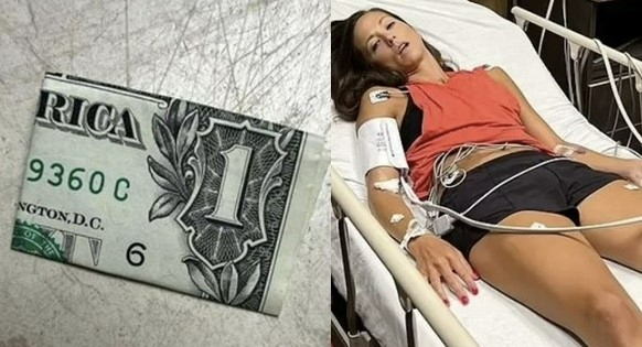 1달러짜리 지폐를 주웠다가 전신마비 증상을 보인 여성이 치료받고 있다. [페이스북]