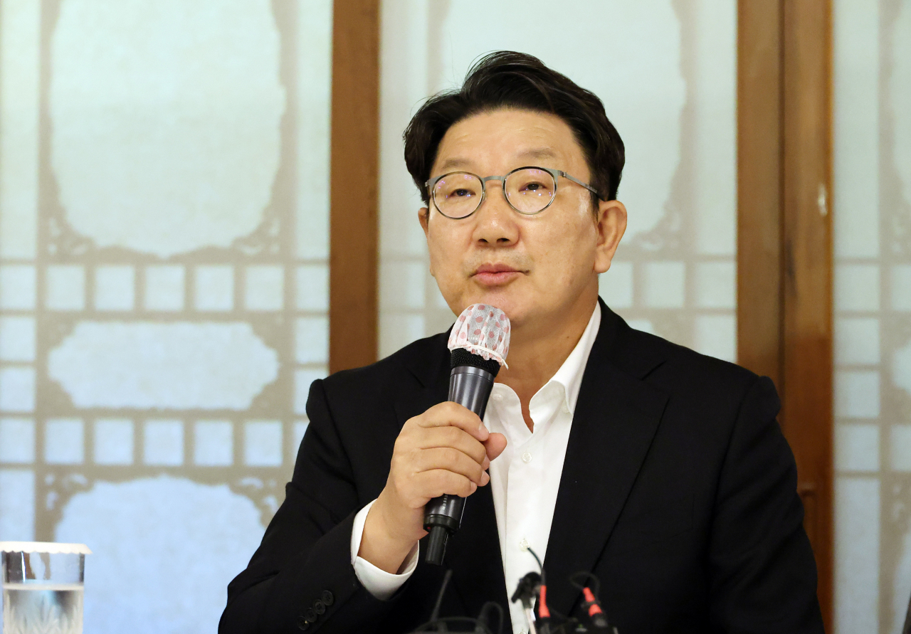 국민의힘 권성동 원내대표가 28일 오전 서울 종로구 삼청동 총리공관에서 열린 고위 당정 협의회에서 발언하고 있다. [연합]
