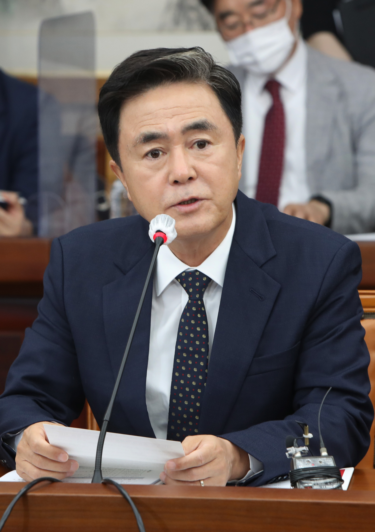김태흠 충남지사가 대전시 서구 둔산동 대전시청에서 열린 2022년 국민의힘-충청권 예산정책협의회에 참석해 발언하고 있다. [연합]