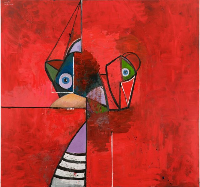 "Red Portrait Composition" by George Condo(Hauser & Wirth)