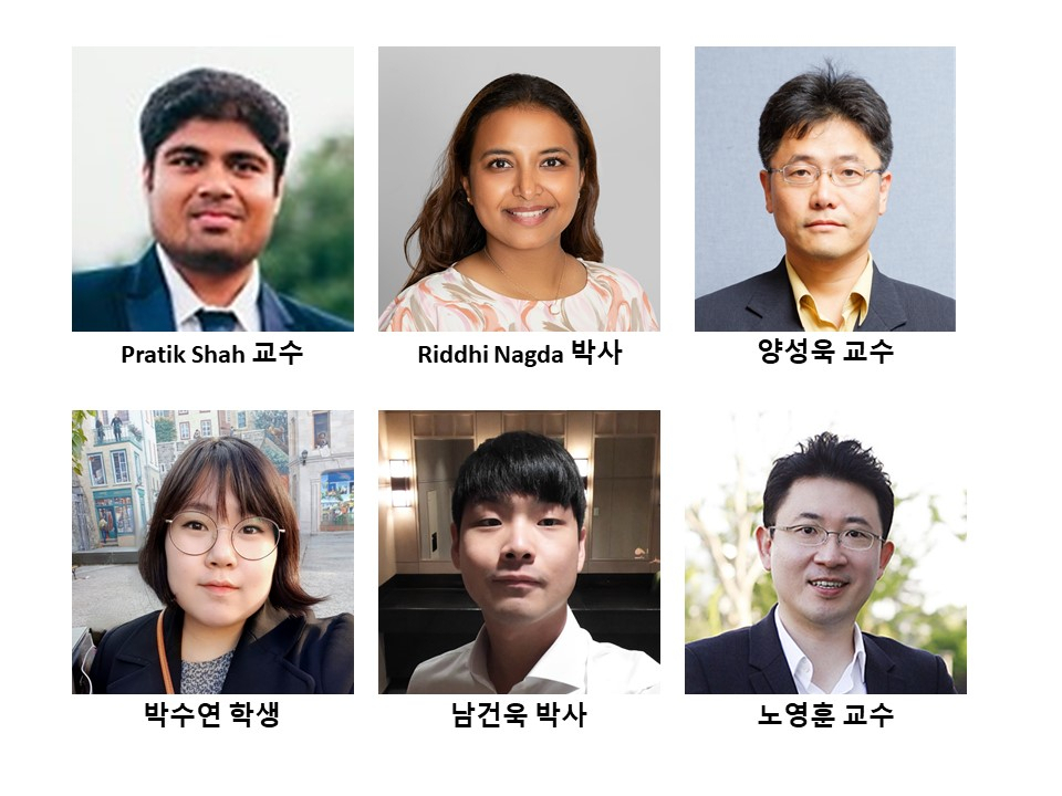 연세대 공동연구팀이 은나노클러스터(AgNCs)의 훅스틴 삼중 구조(hoogsteen triplex) DNA와 헤어핀 구조(hairpin) DNA를 연결하는 형광 리벳 기능을 최초로 규명한 가운데, 연구에 참여한 저자들. [연세대 제공]