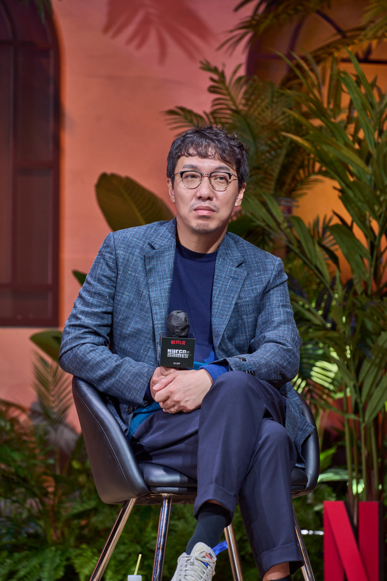 Director Yoon Jong-bin attends a press conference for "Narco-Saints" in Seoul, Wednesday. (Netflix)