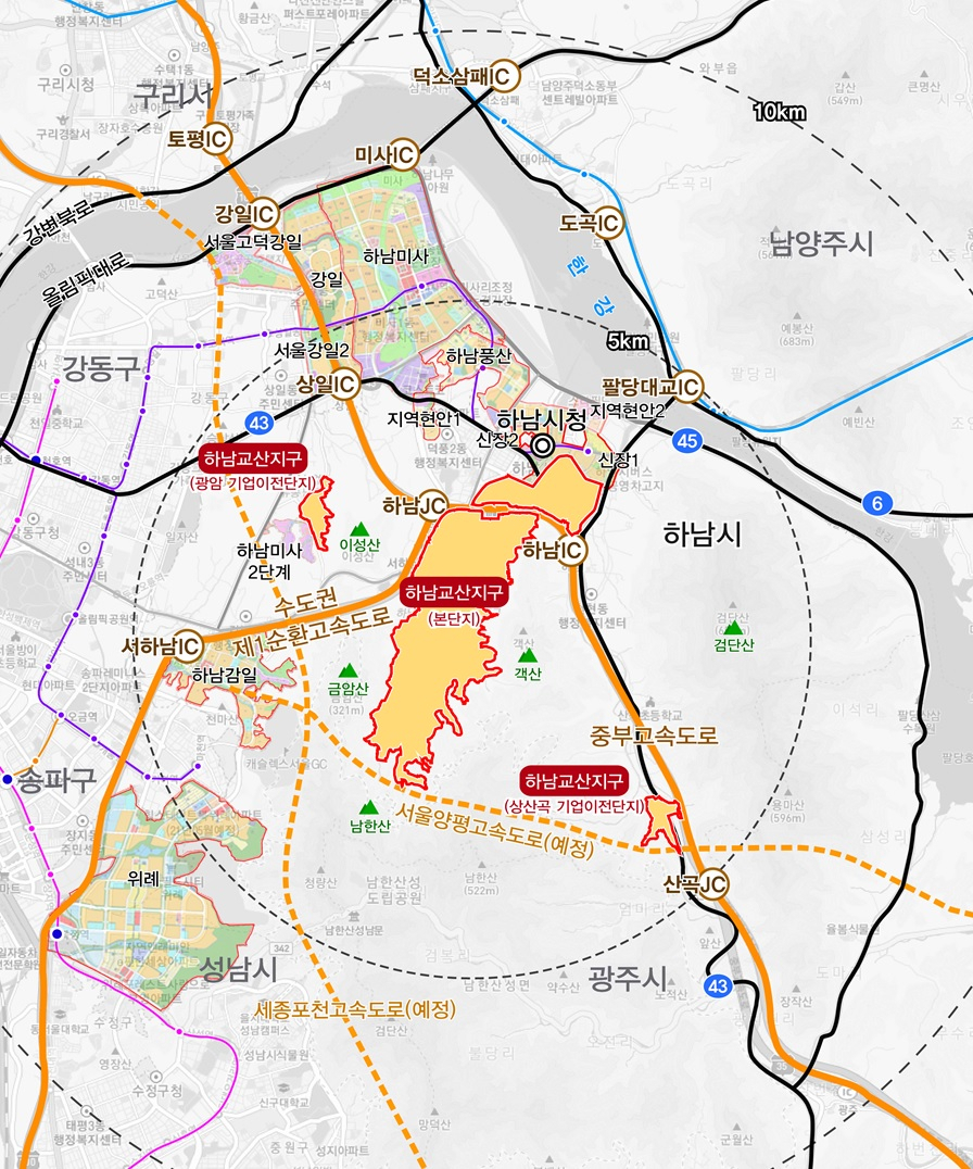 하남교산 기업이전단지 위치도[경기주택도시공사 제공]