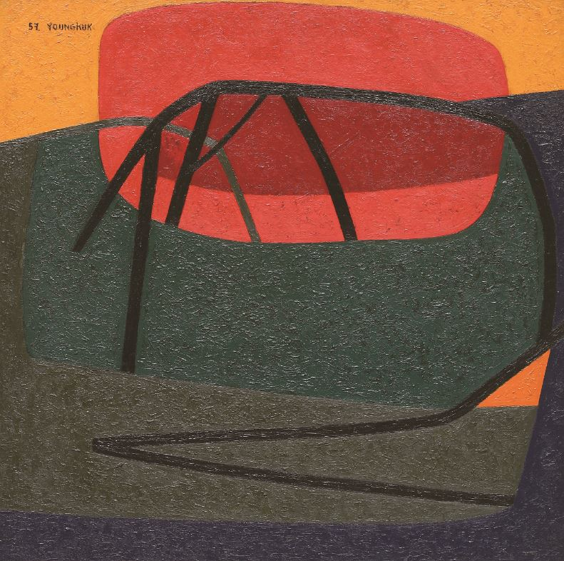 유영국, 작품, 1957, 캔버스에 유채, 101x101cm, ⓒ유영국미술문화재단 [제공=국립현대미술관]