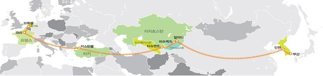 2022 유라시아 시민대장정 이동 경로 [부산시 제공]
