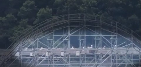 12일 낮 에버랜드의 티익스프레스가 갑자기 멈춰 승객 30명 가량이 고립됐다. [SBS 화면]