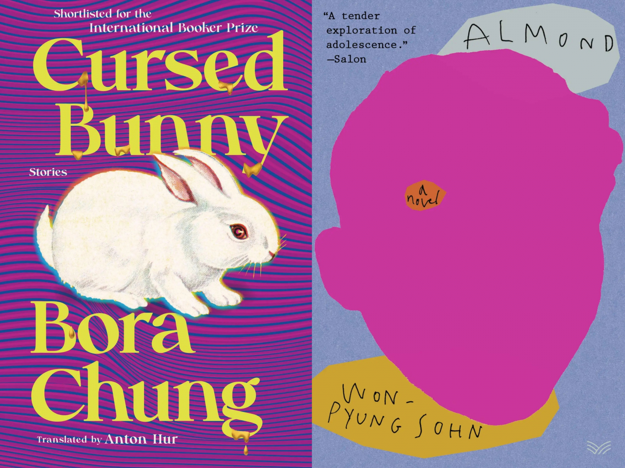 "Cursed Bunny" by Bora Chung (left) and “Almond” by Sohn Won-pyung (Amazon)