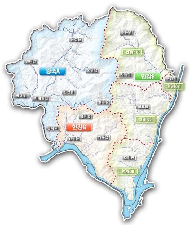 남양주시 단위 유역도