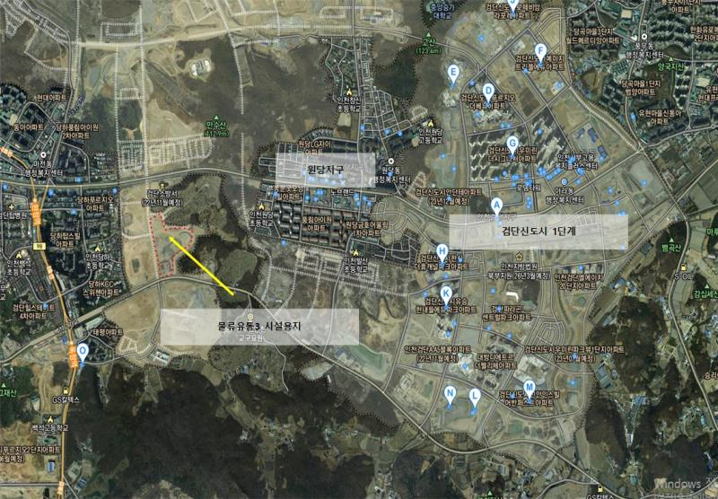 인천시 서구 검단택지개발지구 내 물류창고 건설 예정 위치도.〈인천 서구 제공〉