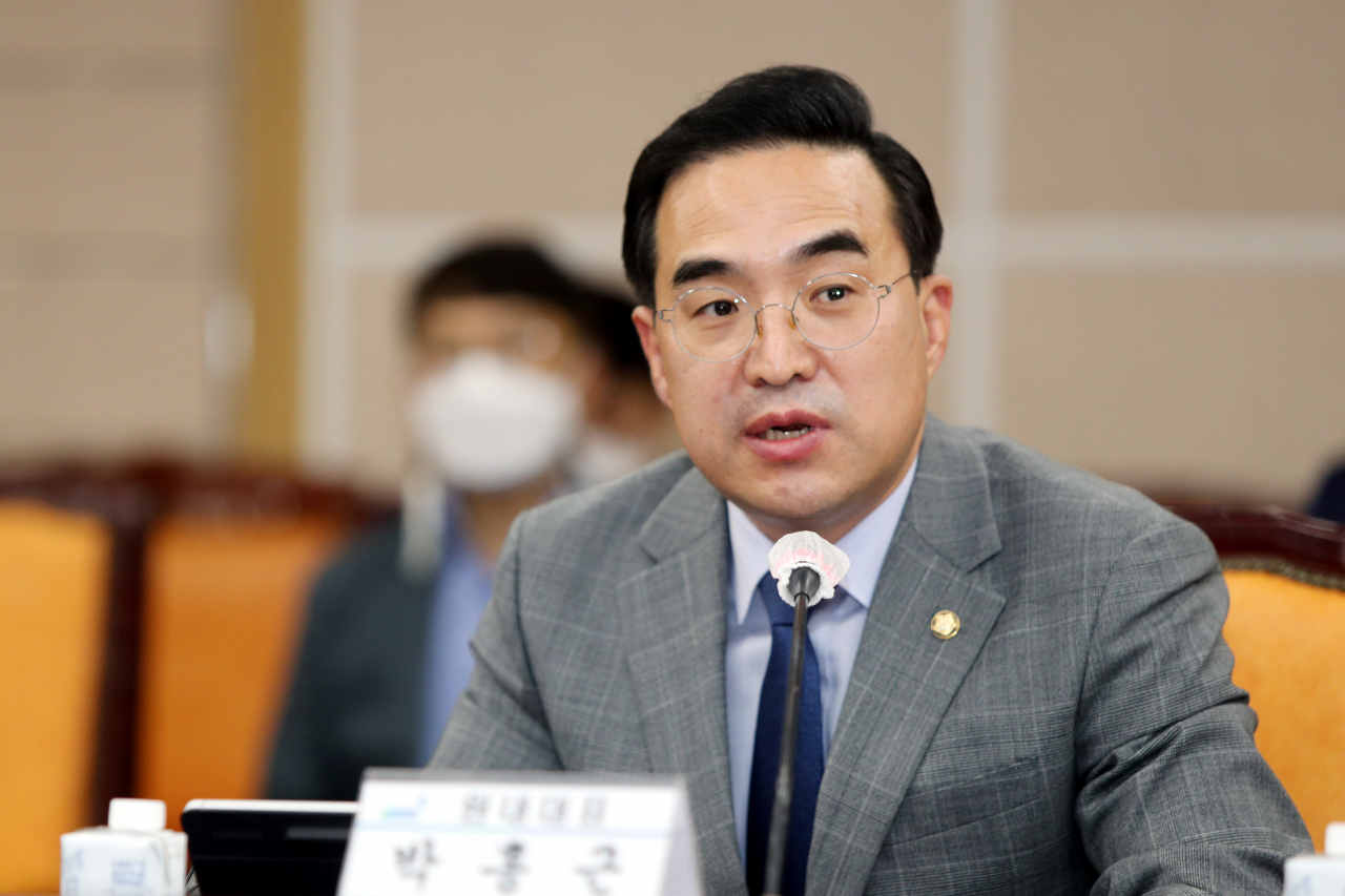 박홍근 더불어민주당 원내대표가 16일 전북도청에서 열린 예산정책협의회에서 발언하고 있다. [연합]